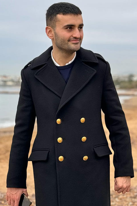 Burak Özdemir is looking beautiful in black coat.