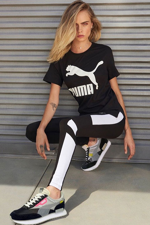 Cara DeLevingne in sport puma outfit